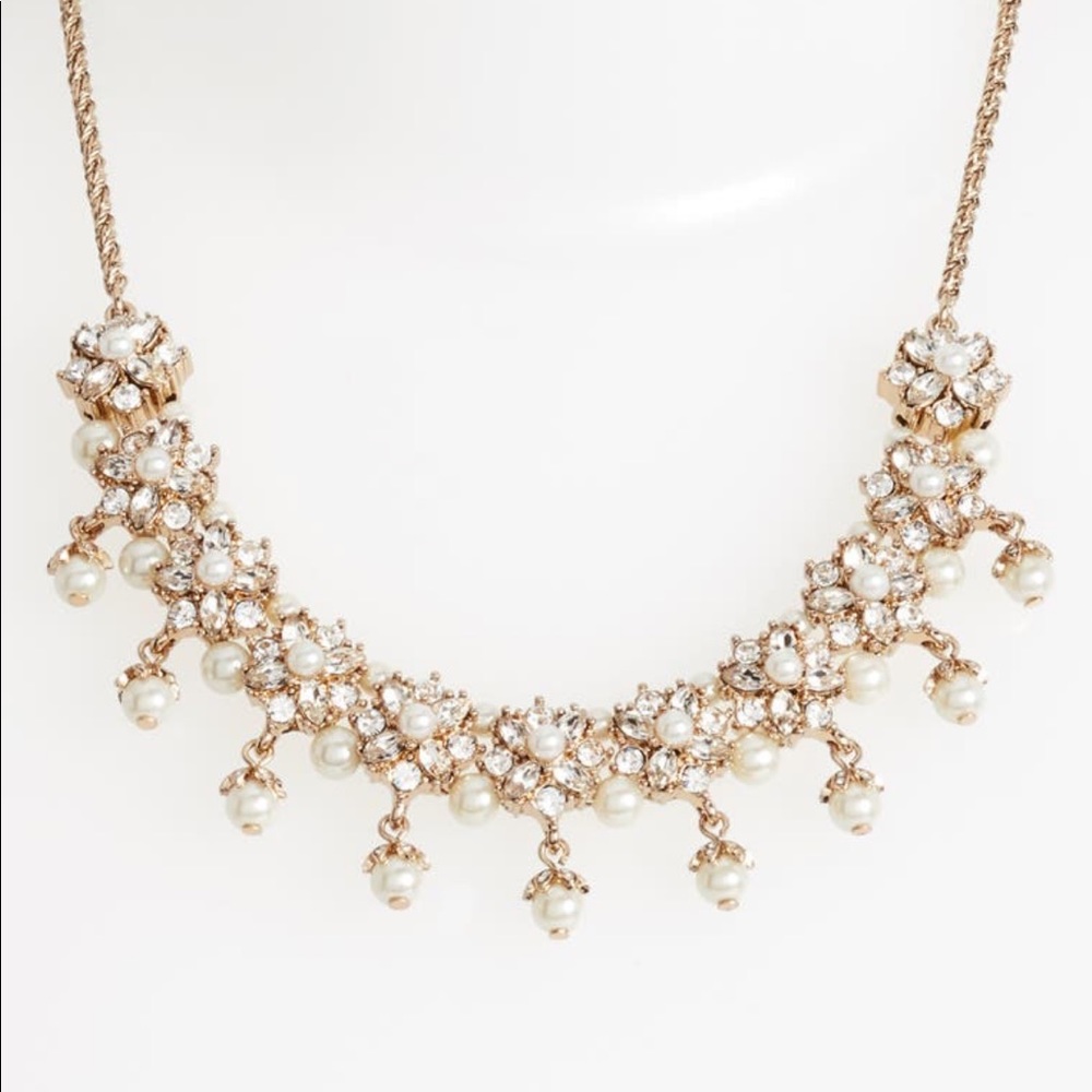 Marchesa beaded necklace gold pearl nwot